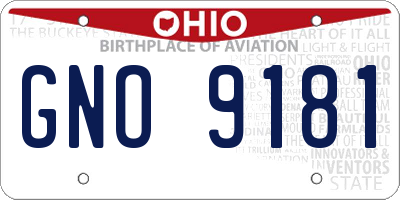 OH license plate GNO9181