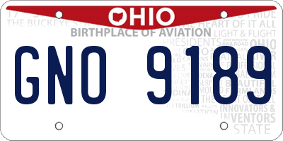 OH license plate GNO9189