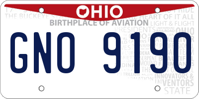 OH license plate GNO9190