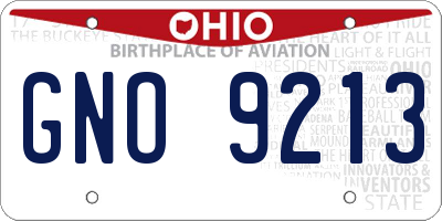 OH license plate GNO9213