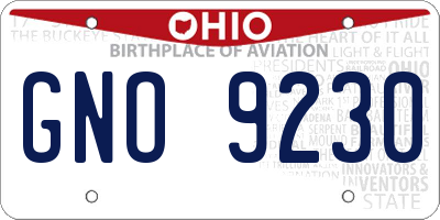 OH license plate GNO9230