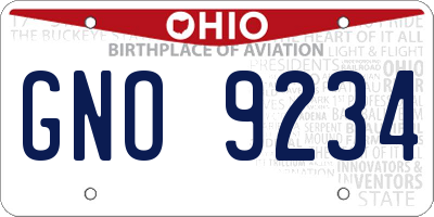 OH license plate GNO9234