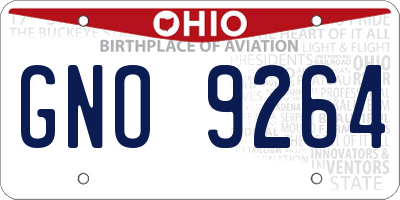 OH license plate GNO9264