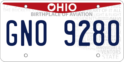 OH license plate GNO9280