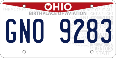 OH license plate GNO9283