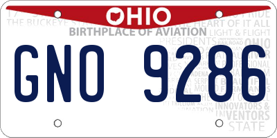 OH license plate GNO9286