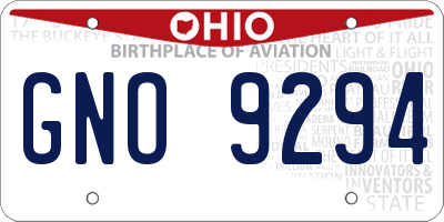 OH license plate GNO9294