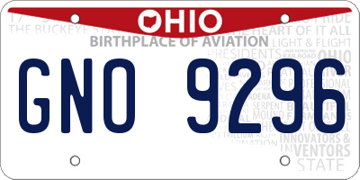 OH license plate GNO9296