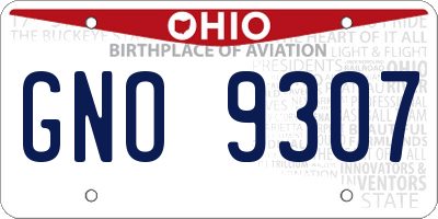 OH license plate GNO9307