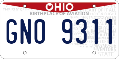 OH license plate GNO9311