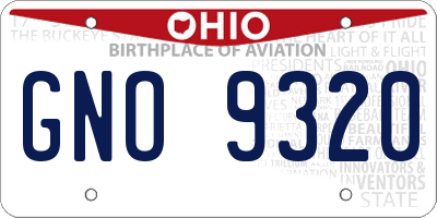 OH license plate GNO9320