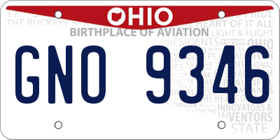 OH license plate GNO9346