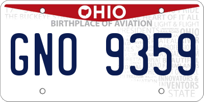 OH license plate GNO9359