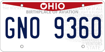 OH license plate GNO9360