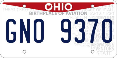 OH license plate GNO9370