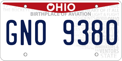 OH license plate GNO9380