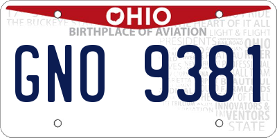 OH license plate GNO9381