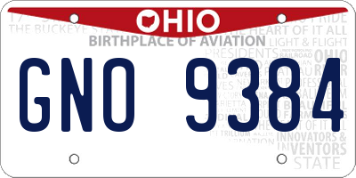OH license plate GNO9384