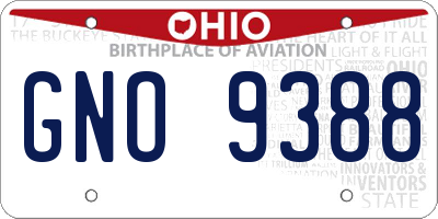 OH license plate GNO9388