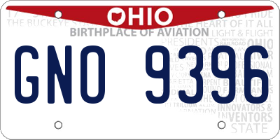 OH license plate GNO9396