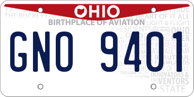 OH license plate GNO9401