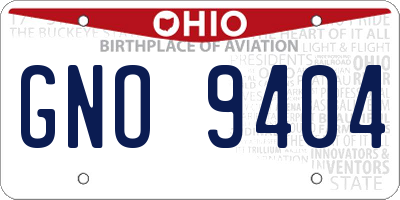 OH license plate GNO9404