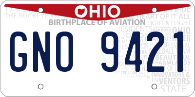 OH license plate GNO9421