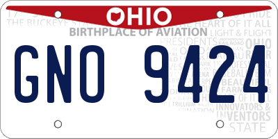 OH license plate GNO9424