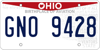 OH license plate GNO9428