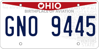 OH license plate GNO9445