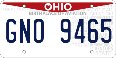 OH license plate GNO9465