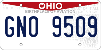 OH license plate GNO9509