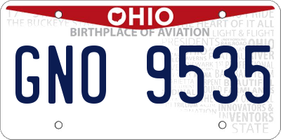 OH license plate GNO9535