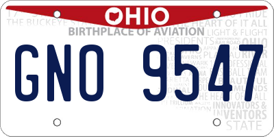 OH license plate GNO9547