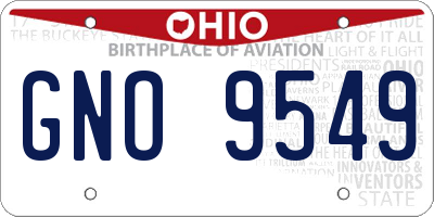 OH license plate GNO9549