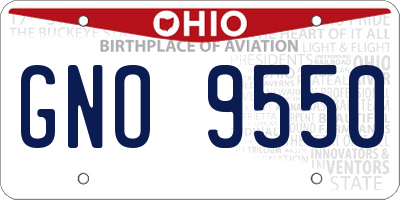 OH license plate GNO9550
