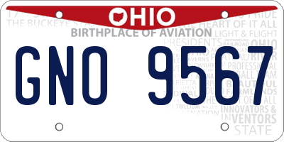 OH license plate GNO9567
