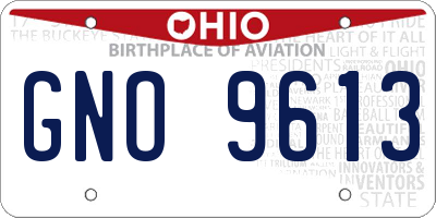 OH license plate GNO9613