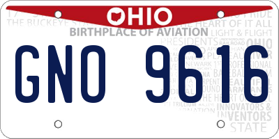 OH license plate GNO9616