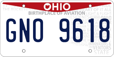 OH license plate GNO9618