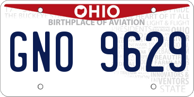 OH license plate GNO9629
