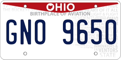 OH license plate GNO9650