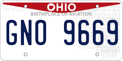 OH license plate GNO9669