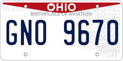 OH license plate GNO9670
