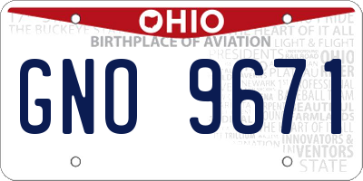 OH license plate GNO9671