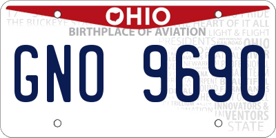OH license plate GNO9690