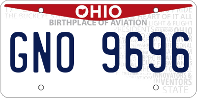 OH license plate GNO9696