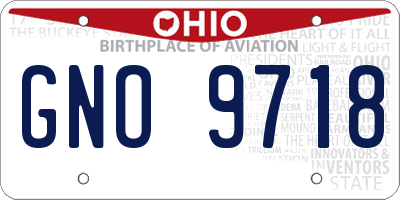OH license plate GNO9718
