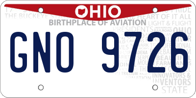 OH license plate GNO9726
