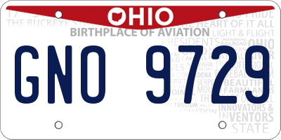 OH license plate GNO9729